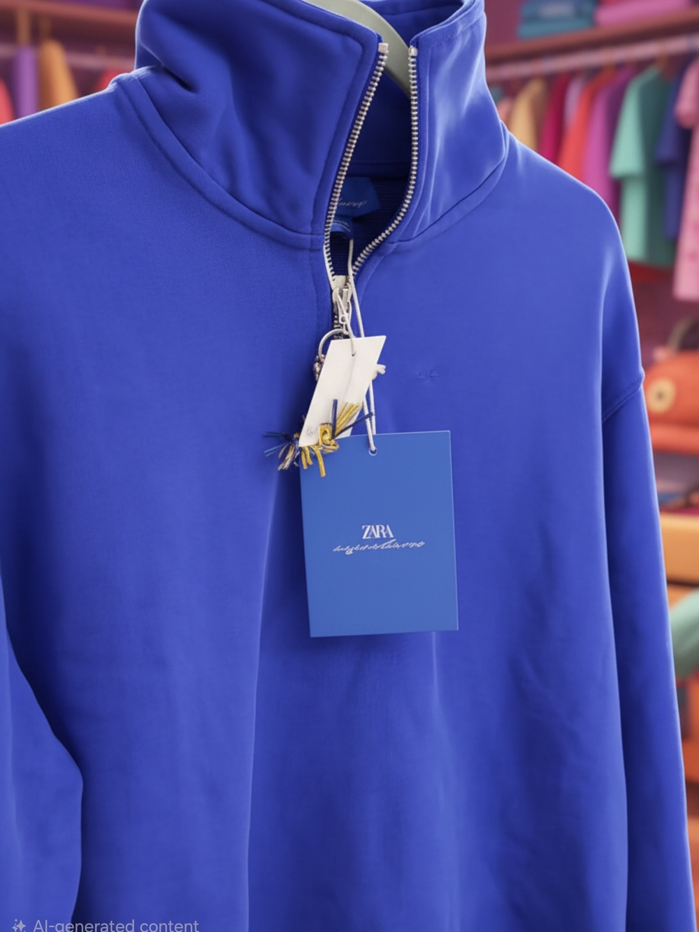 ZARA Men’s Royal Blue Half-Zip Pullover